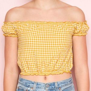 Brandy Melville Yellow Gingham Crop top